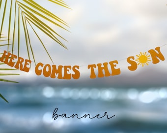 Here Comes The Son Banner, Sunshine Baby Shower Party, Boho Sunshine Banner, Sun Decor, Retro Sun Party, Boy or Girl Baby Shower