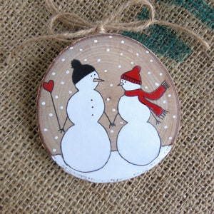 Our First Christmas Ornament, Handpainted Wedding Couple, Snowmen Couple, Newlywed Wedding Gift, Mr & Mrs Ornament, First Christmas Engaged no text