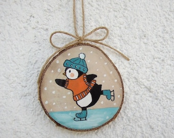 Penguin Ornament, Christmas Ornaments, Cute Skating Penguin, Woodland Ornament, ChristmasTree Decor, Christmas Tree, Winter Holiday Decor