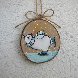 Polar Bear Ornament, Christmas Ornaments, Cute Polar Bear Skating, Woodland Ornament, Christmas Tree Decor, Winter Holiday Home Decor image 5