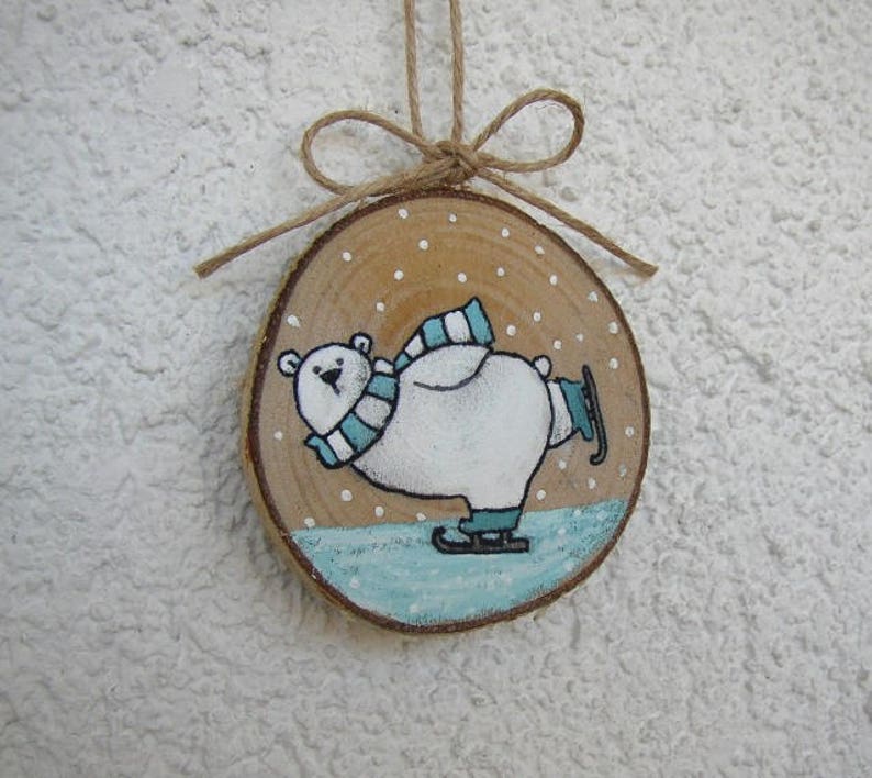 Polar Bear Ornament, Christmas Ornaments, Cute Polar Bear Skating, Woodland Ornament, Christmas Tree Decor, Winter Holiday Home Decor image 5