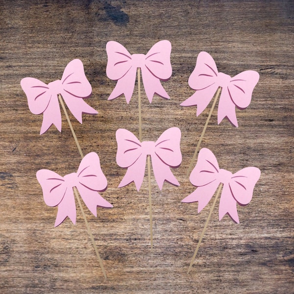 Pink Bow Cupcake Toppers, Coquette Birthday Party, Pink Bow Birthday Party, Girl Party, Tying the Knot Bridal Shower, Pink Bow Baby Shower