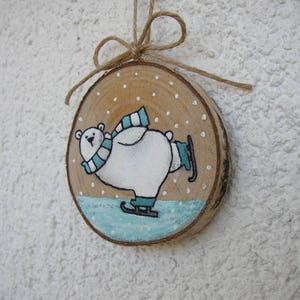 Polar Bear Ornament, Christmas Ornaments, Cute Polar Bear Skating, Woodland Ornament, Christmas Tree Decor, Winter Holiday Home Decor image 6