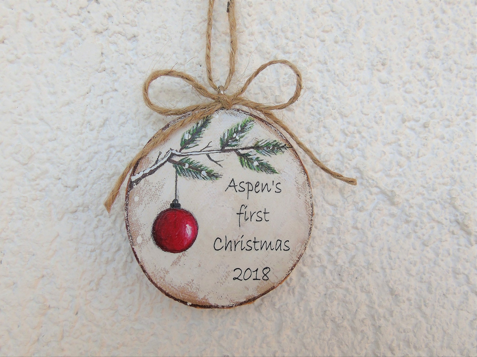 Baby's First Christmas Ornament Personalized Wood Name Etsy