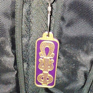 Massively OWT - Omega Psi Phi &quot;Mesmerizer&quot; BackpackTag -  Omega Psi Phi, fraternity Gift, Que Dawg, cigar bruh, RQQ, 1911,