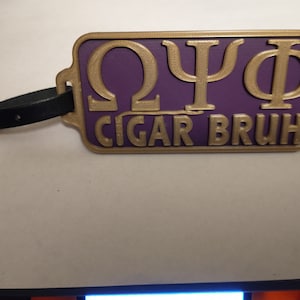 Omega Psi Phi &quot;Cigar Bruh&quot; Luggage Tag -  Omega Psi Phi, fraternity Gift, Que Dawg, Dog 46, RQQ, 1911, Probate Gift, Neophyte Gift, 