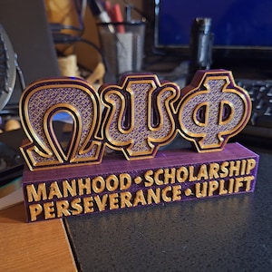 Massively OWT - "Omega Psi Phi" Desktop Show Piece with 2 inch high letters.  ROO, Eleven, Gift, Neophyte, RQQ, Bruhs, Bruh, Team