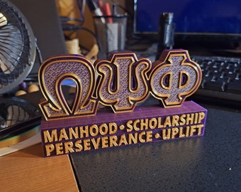 Massively OWT - "Omega Psi Phi" Desktop Show Piece with 2 inch high letters.  ROO, Eleven, Gift, Neophyte, RQQ, Bruhs, Bruh, Team
