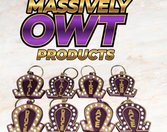 Massively OWT - "Ace - Deuce - Tre - Tail" Omega with Pearls Keychain -  Probate Gift, Omega Psi Phi, ROO, Eleven, Gift, Neophyte, 