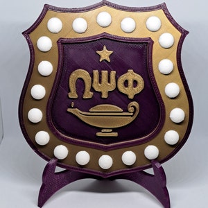 Massively OWT - &quot;Omega Psi Phi&quot; 6 inch Desktop Shield with stand included  Probate Gift, ROO, Eleven, Gift, Neophyte, RQQ, Bruhs, Bruh, Team