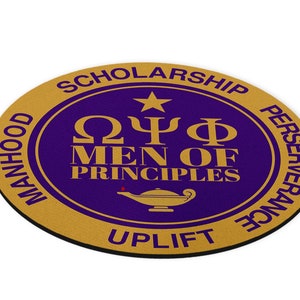 Massively OWT - &quot;Omega Psi Phi men of principles&quot; &quot; 8 inch round mouse pad -  probate gift, omega psi phi, roo, 1911
