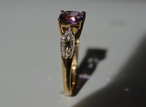 14k yellow checkerboard amethyst ring, square ame… - image 7