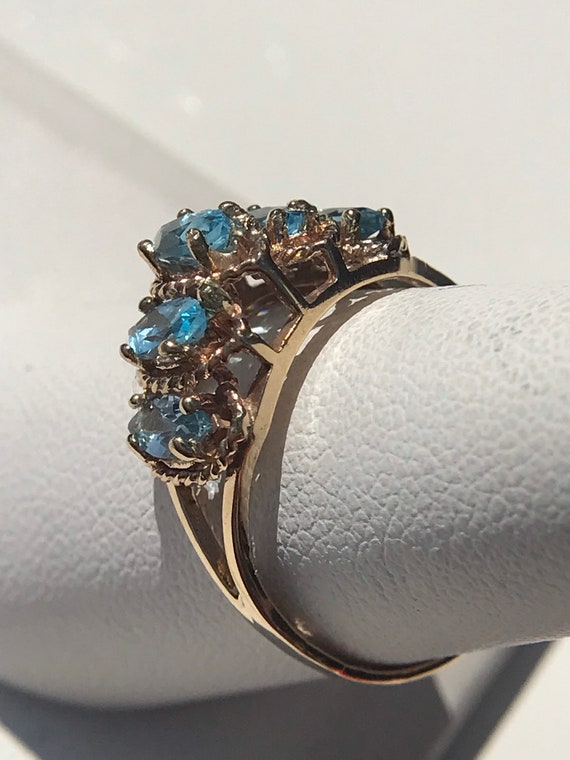 Topaz marquise gold ring, 10k gold blue topaz ring,Marquise blue topaz ring