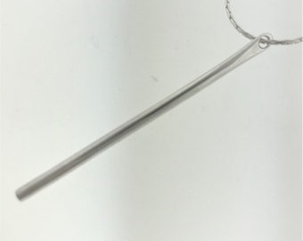 Sterling silver needle pendant, silver drop pendant, round bar pendant, simple bar pendant .925