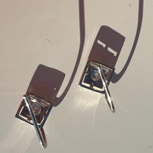 14k White Gold Diamond Earrings: Antique Style Dangle Earrings image 7