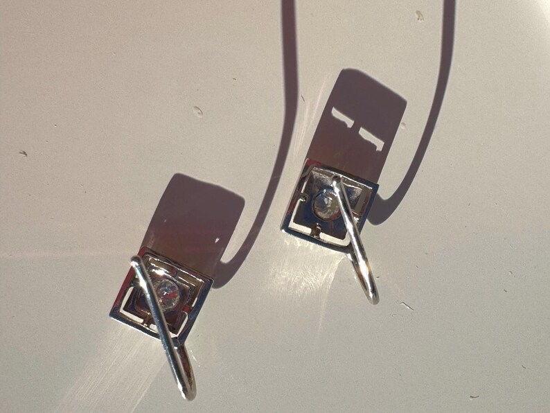 14k White Gold Diamond Earrings: Antique Style Dangle Earrings image 7