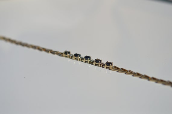 10k sapphire bracelet, vintage gold sapphire brac… - image 2