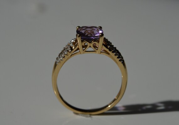 14k yellow checkerboard amethyst ring, square ame… - image 5
