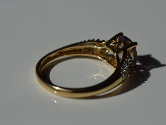 14k yellow checkerboard amethyst ring, square ame… - image 9