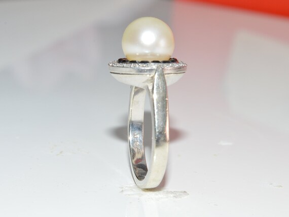 14k white gold pearl ring, Pearl ring, 9mm white … - image 4