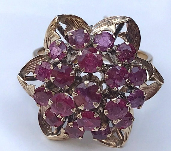 14k ruby domed ring, vintage ruby ring, large rub… - image 1