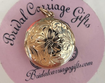 10k Gold Floral Engraved Locket - Hand Engraved 'Diane'