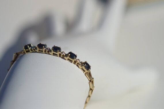 10k sapphire bracelet, vintage gold sapphire brac… - image 4