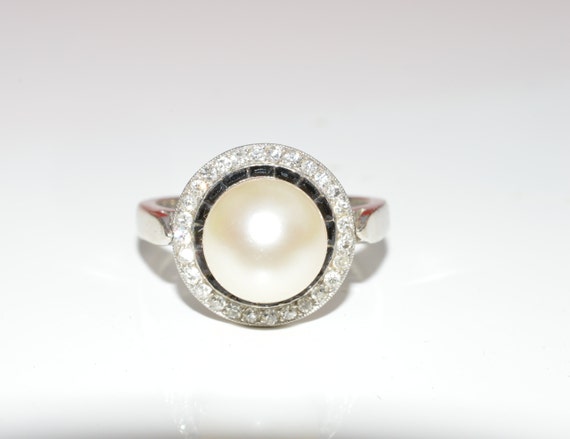 14k white gold pearl ring, Pearl ring, 9mm white … - image 2