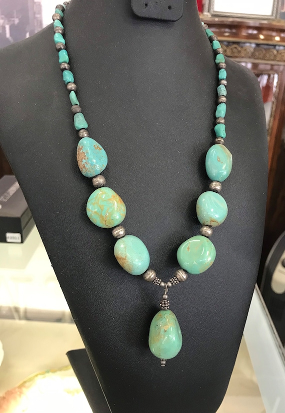 Vintage turquoise large bead necklace. Southwest h