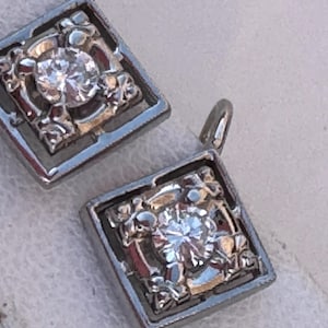 14k White Gold Diamond Earrings: Antique Style Dangle Earrings image 6