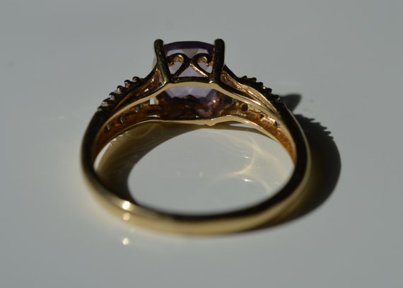 14k yellow checkerboard amethyst ring, square ame… - image 8