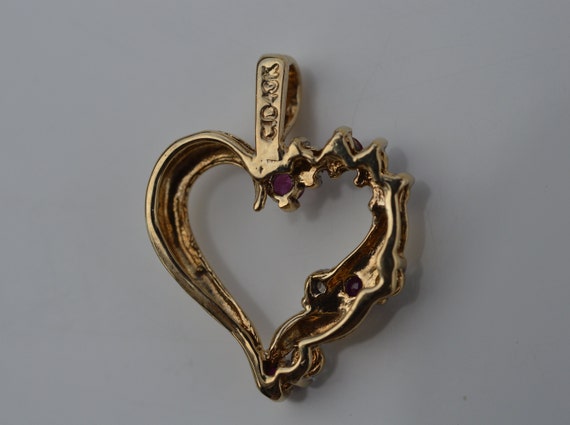 10k Gold Heart Pendant, Ruby and Diamond Accent - image 10