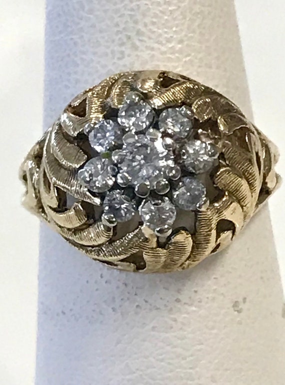 14k dome ring, 1960’s diamond ring