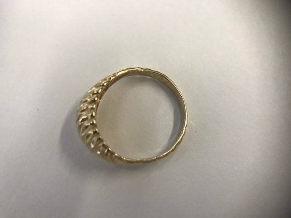 14k Gold Domed Ring, Twisted Pattern Band, Size 5… - image 8