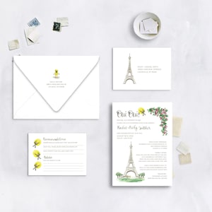 Semi - Custom Baby Shower Einladungen Aquarell Parisian Madeline Paris Frankreich Thema