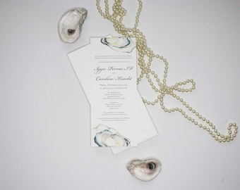 Elegant Oyster Watercolor Wedding Shower Party Invitation Semi-Custom