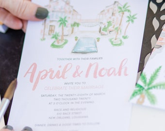 Custom Wedding Invitations Watercolor
