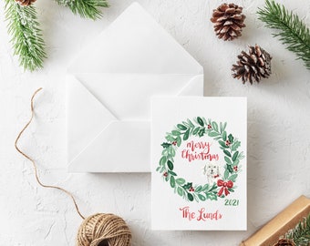 Custom Holiday Watercolor Christmas Cards Stationery