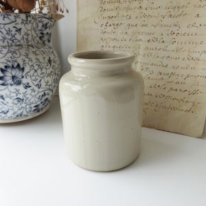 Vintage French mustard jar, stoneware mustard pot, pottery jar, cutlery holder utensil holder, kitchenalia, pen pot, artists brush pot, vase