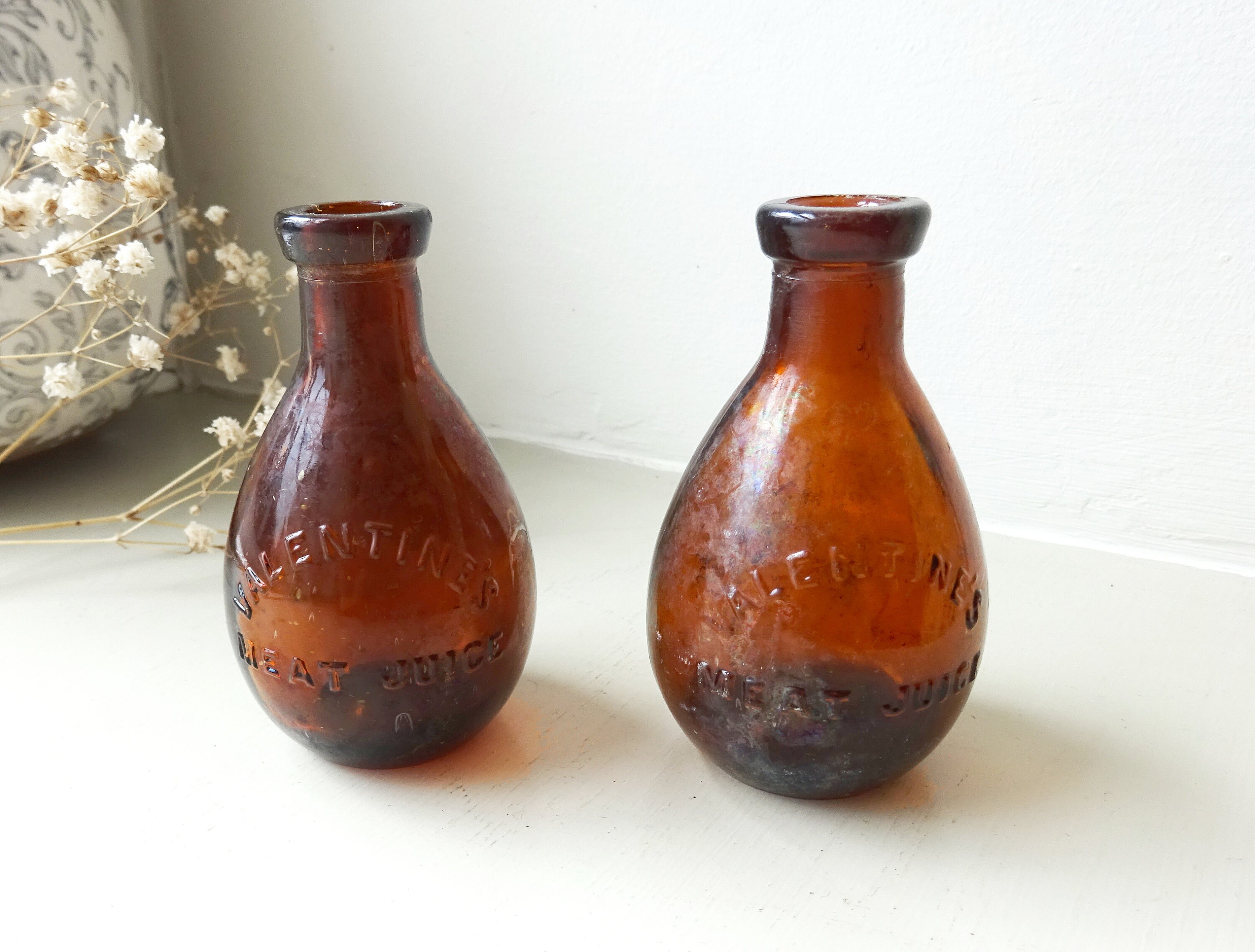 Antique Valentine's Meat Juice Bottle Amber Bottle Beef Etsy