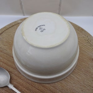 Vintage ironstone pudding basin by Royal Cauldon, 1975 broad arrow mark of British Admiralty, British military issue steamed pudding mould