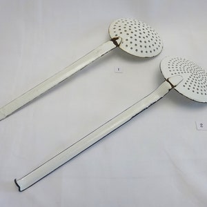 Vintage French Skimmer X 1, White Enamel Skimmer, Ladle, Enamelware ...