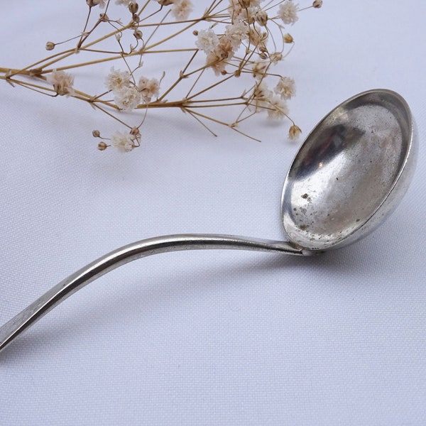 Antique silver plated sauce ladle, small ladle for jam, condiments, sauce, custard, cream etc. Serving spoon, kitchen utensil, kitchenalia