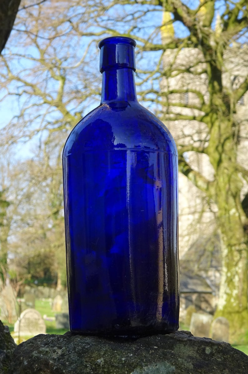 Antique Cobalt Blue Apothecary Bottle Large Victorian Bristol | Etsy