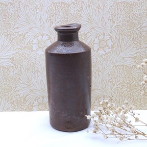 Antique Bourne Denby stoneware bulk ink bottle with pouring spout, salt glazed stoneware ink bottle, Victorian writing paraphernalia, vase