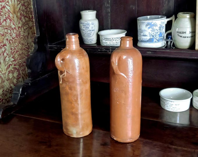 Antique German Salt Glazed Stoneware Mineral Water Bottles, One is for ...