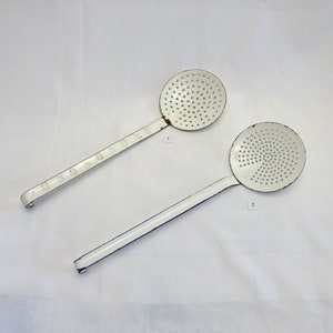 Picture of Vintage French Skimmer X 1, White Enamel Skimmer, Ladle, Enamelware ...