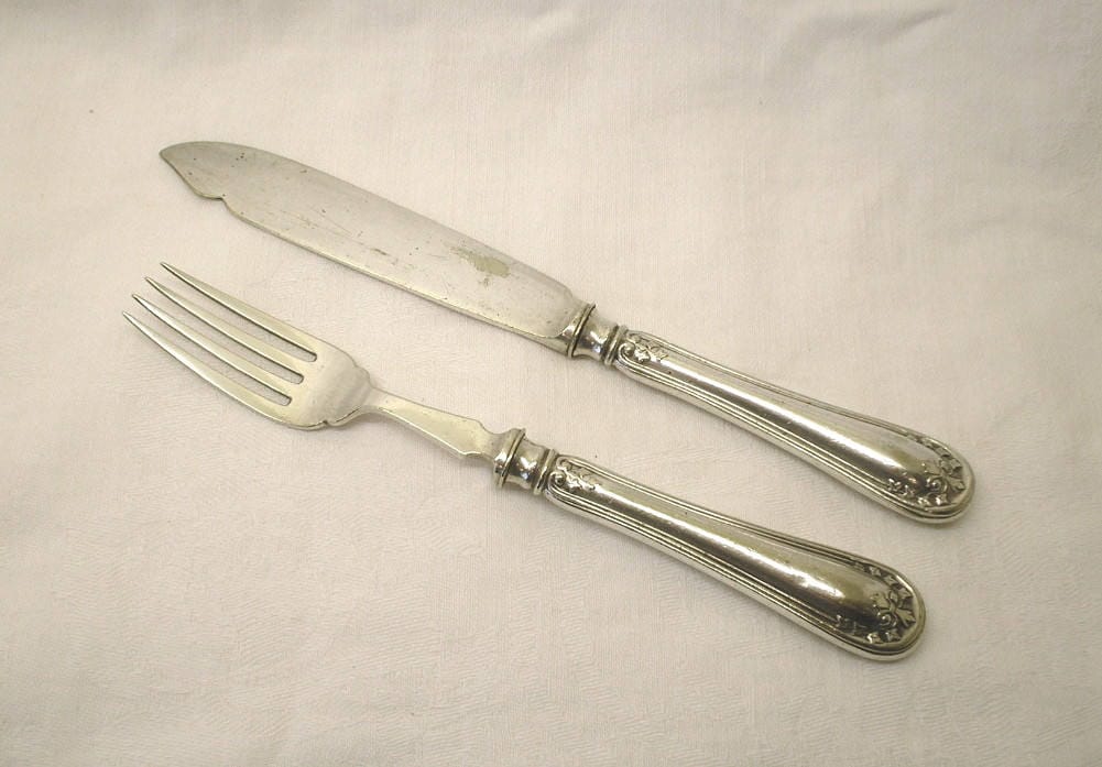 Antique silver plated fish knife and fork Creswick & Co Etsy
