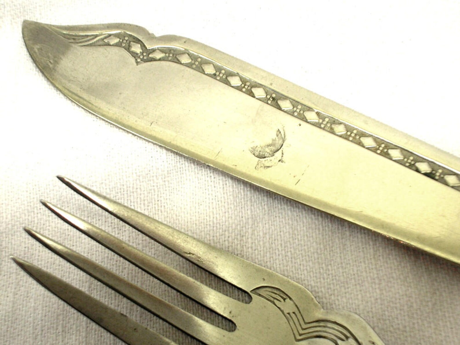 Antique silver plated fish knife and two forks bone and faux Etsy