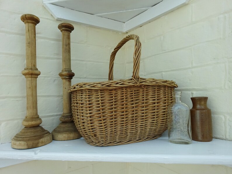 Vintage Willow Basket Large Wicker Shopping Basket. Woven Etsy UK